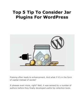 Top 5 Tip To Consider Jar Plugins For WordPress