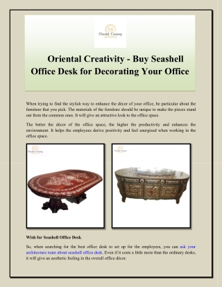 Oriental Creativity - Buy Seashell Office Desk for Decorating Your Office