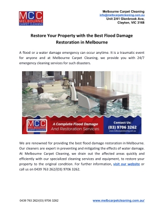 Restore Your Property with the Best Flood Damage Restoration in Melbourne