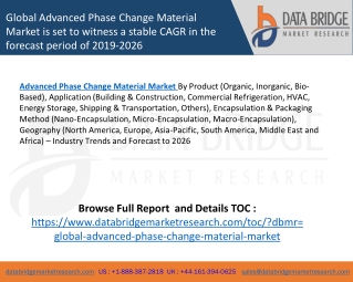 Global Advanced Phase Change Material Market is set to witness a stable CAGR in the forecast period of 2019-2026
