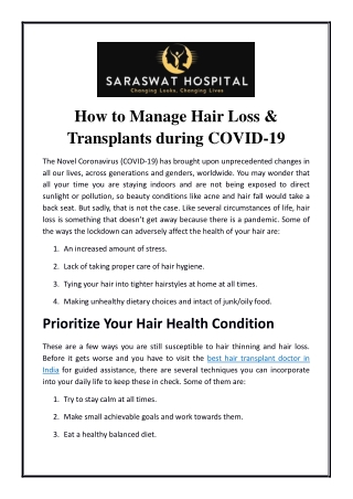 How to Manage Hair Loss & Transplants during COVID-19