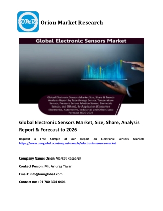 Electronic Sensors Market Size, Trends, Global Industry Report to 2026