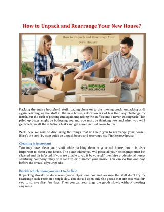 How to Unpack and Rearrange Your New House?