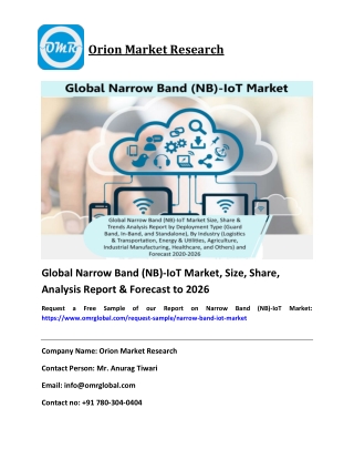 Global Narrow Band (NB)-IoT Market will experience a noticeable growth during the Forecast period to 2026