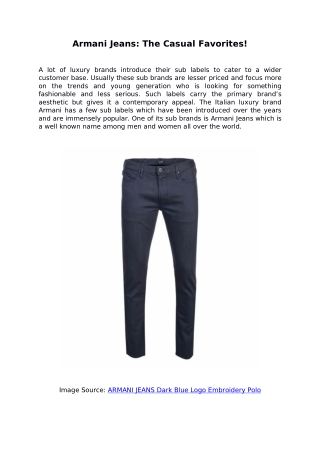 Armani Jeans - The Casual Favorites