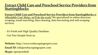 Extract Child Care and Preschool Service Providers from Startingblocks