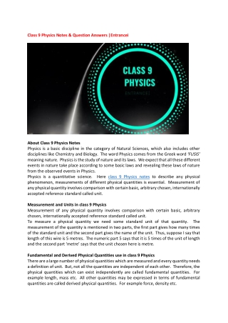 Class 9 Physics Notes