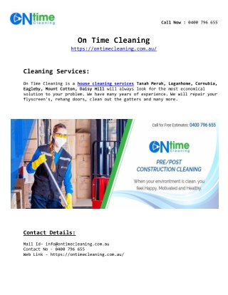 On Time Cleaning services