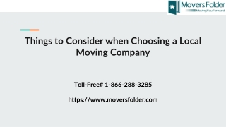 Things to Consider When Choosing A Local Moving Company