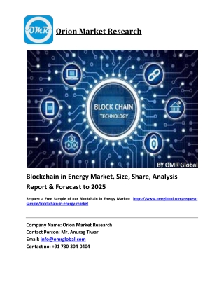 Blockchain in Energy Market Growth, Size, Share, Industry Report and Forecast 2019-2025