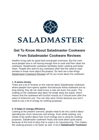 Get To Know About Saladmaster Cookware From Saladmaster Cookware Reviews