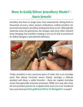 How Is Gold/Silver Jewellery Made - Aura Jewels