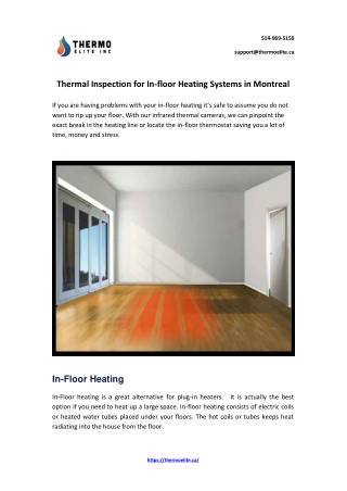 Thermal Inspection for In-floor Heating Systems in Montreal