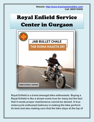 Royal Enfield Service Center in Gurgaon - Brawn Automobiles