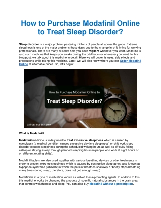 How to Purchase Modafinil Online to Treat Sleep Disorder?