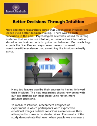 Better Decisions Through Intuition