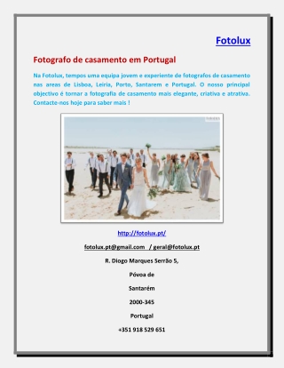 Fotografo de casamento em Portugal