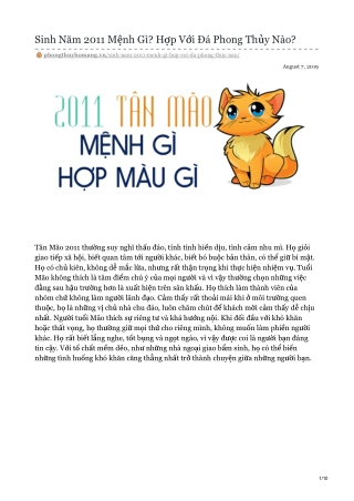Sinh Năm 2011 Mệnh Gì? Hợp Với Đá Phong Thủy Nào?