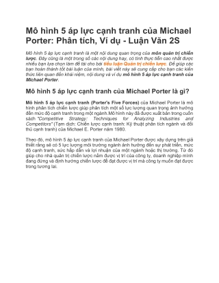 Mô hình 5 áp lực cạnh tranh của Michael Porter: Phân tích, Ví dụ - Luận Văn 2s