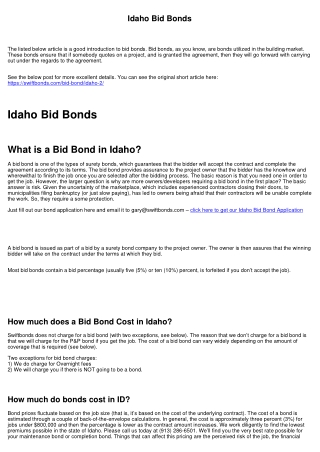 Idaho Bid Bonds