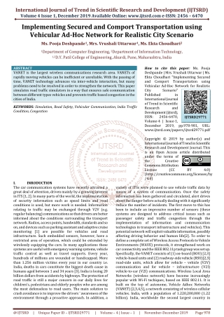 Implementing Secured and Comport Transportation using Vehicular Ad-Hoc Network for Realistic City Scenario