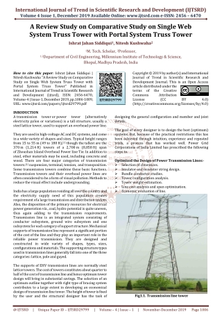 A Review Study on Comparative Study on Single Web System Truss Tower with Portal System Truss Tower