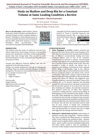 Study on Shallow and Deep Bin for a Constant Volume at Same Loading Condition a Review