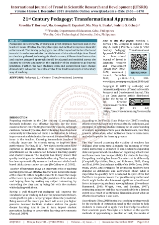 21st Century Pedagogy: Transformational Approach