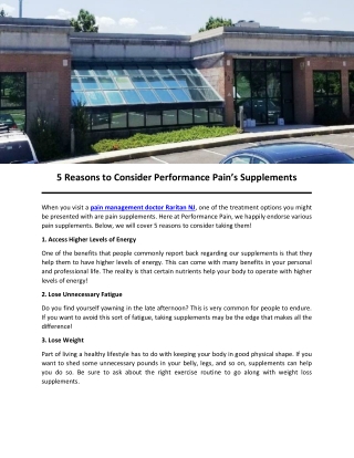 5 Reasons to Consider Performance Pain’s Supplements