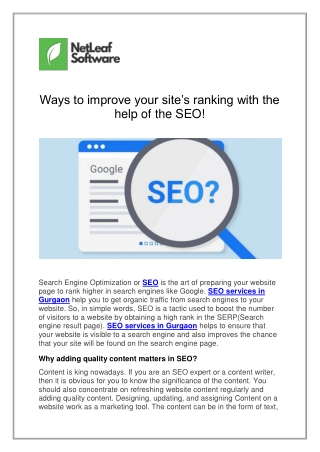 Ways to improve your site’s ranking with the help of the SEO!