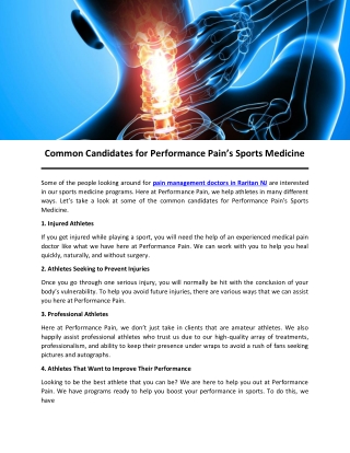 Common Candidates for Performance Pain’s Sports Medicine