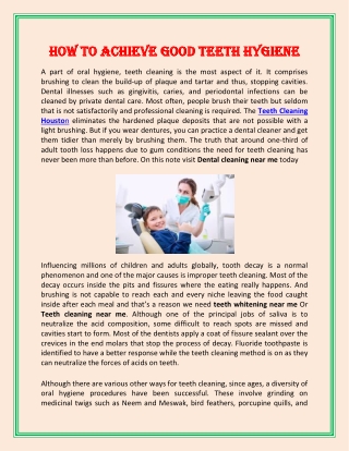 How to Achieve Good Teeth Hygiene