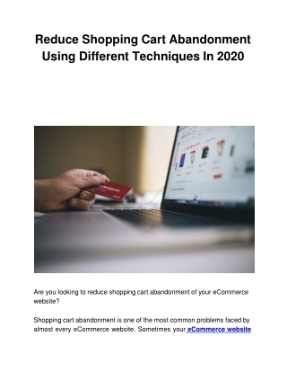 Reduce Shopping Cart Abandonment Using Different Techniques In 2020