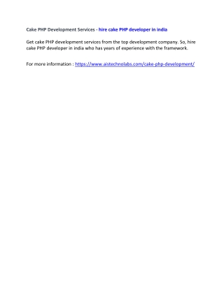 Cake PHP Development Services - hire cake PHP developer in india
