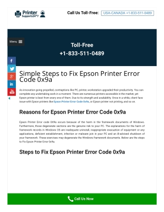 Simple Steps to Fix Epson Printer Error Code 0x9a