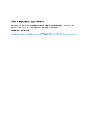 Find The Best Application Development Partners!