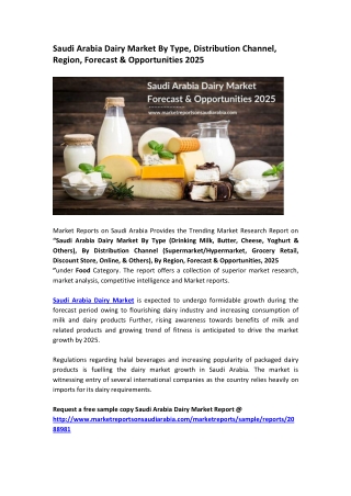 Saudi Arabia Dairy Market Research Report Forecast to 2025