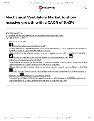 2020 Mechanical Ventilators Market Size, Share and Trend Analysis Report to 2026