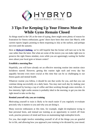 3 Tips For Keeping Up Your Fitness Morale While Gyms Remain Closed