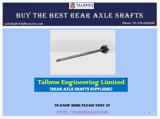 Buy The Best Rear Axle Shafts In India