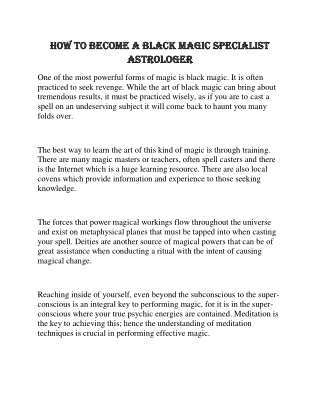 How to Become A Black Magic Specialist Astrologer