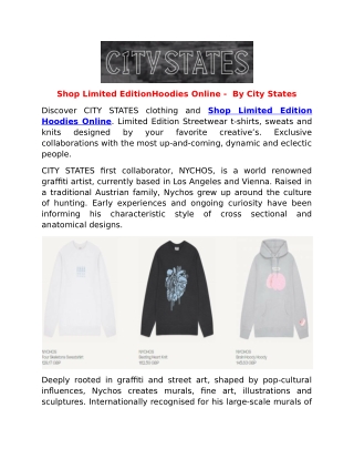 Shop Limited EditionHoodies Online -  By City States