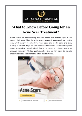 What to Know Before Going for an Acne Scar Treatment?