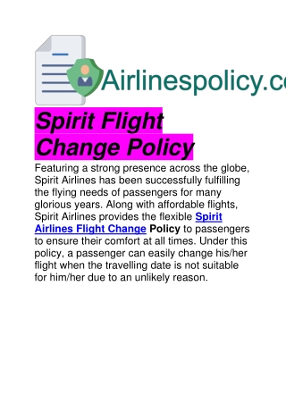 Spirit Flight Change Policy