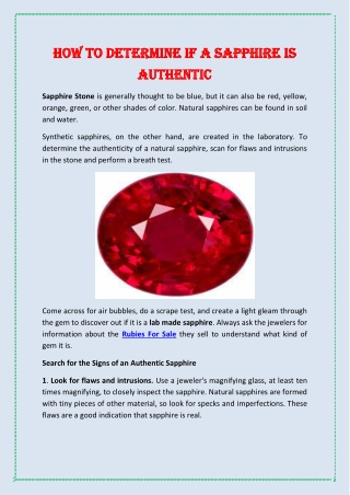 How to determine if a Sapphire is Authentic