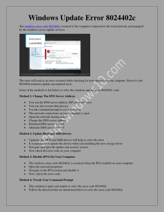 Windows Update Error 8024402c