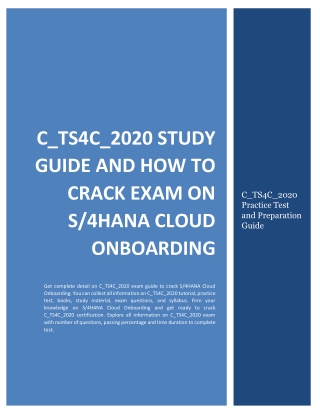 C_TS4C_2020 Study Guide and How to Crack Exam on S/4HANA Cloud Onboarding