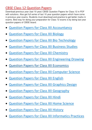 Class 12 Question Papers