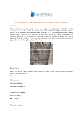 Exhaustive Study on Turkey Animal Feed Market by Knowledge Sourcing Intelligence