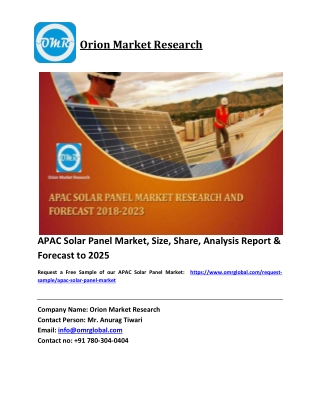 APAC Solar Panel Market Growth, Size, Share, Industry Report and Forecast 2018-2023
